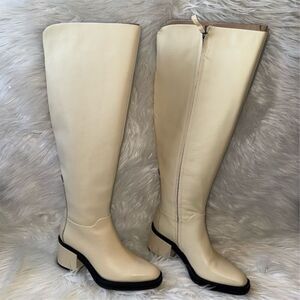 Franco Sarto Women's Dorica Wide Calf Ivory Over the Knee Riding Boots Size 7.5